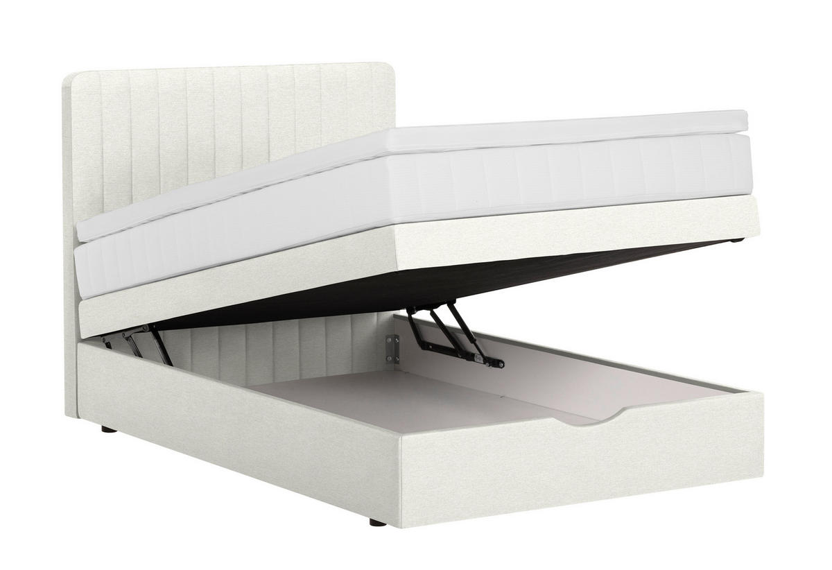 BOXSPRINGBETT 140/200 cm  in Weiß  - Schwarz/Weiß, KONVENTIONELL, Holzwerkstoff/Kunststoff (140/200cm) - Welnova