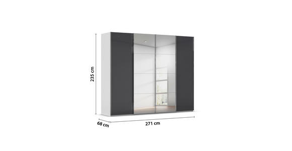 SCHWEBETÜRENSCHRANK 271/235/68 cm 4-türig Grau, Hellgrau - Chromfarben/Hellgrau, Design, Glas/Holzwerkstoff (271/235/68cm) - Novel