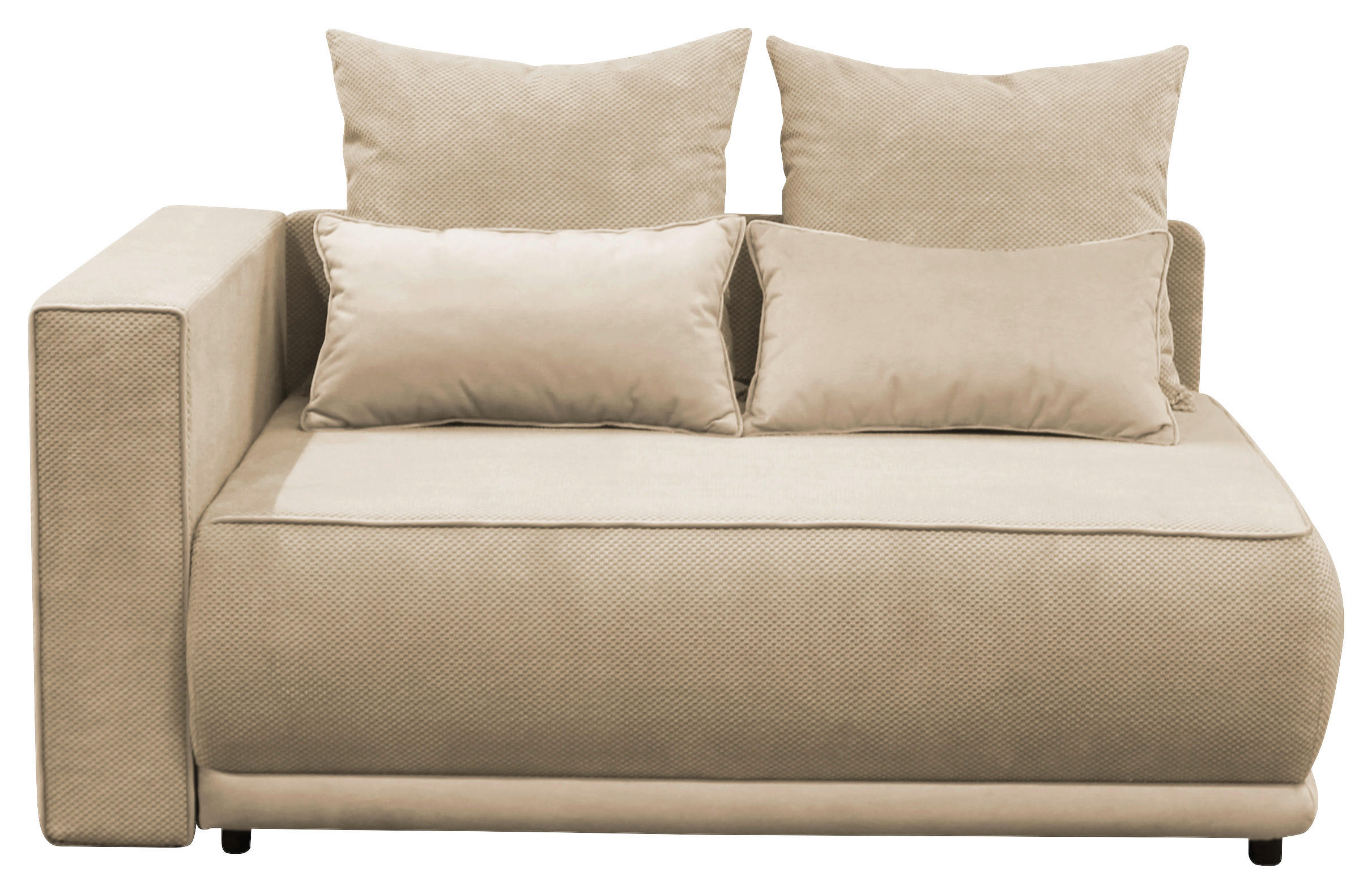 RÉCAMIERE in Plüsch Creme  - Creme/Schwarz, Design, Kunststoff/Textil (168/73/99cm) - MID.YOU