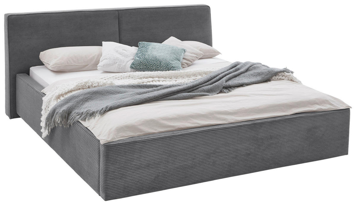 POLSTERBETT 180/200 cm  in Grau  - Birkefarben/Buchefarben, Design, Holz/Textil (180/200cm) - Boxxx