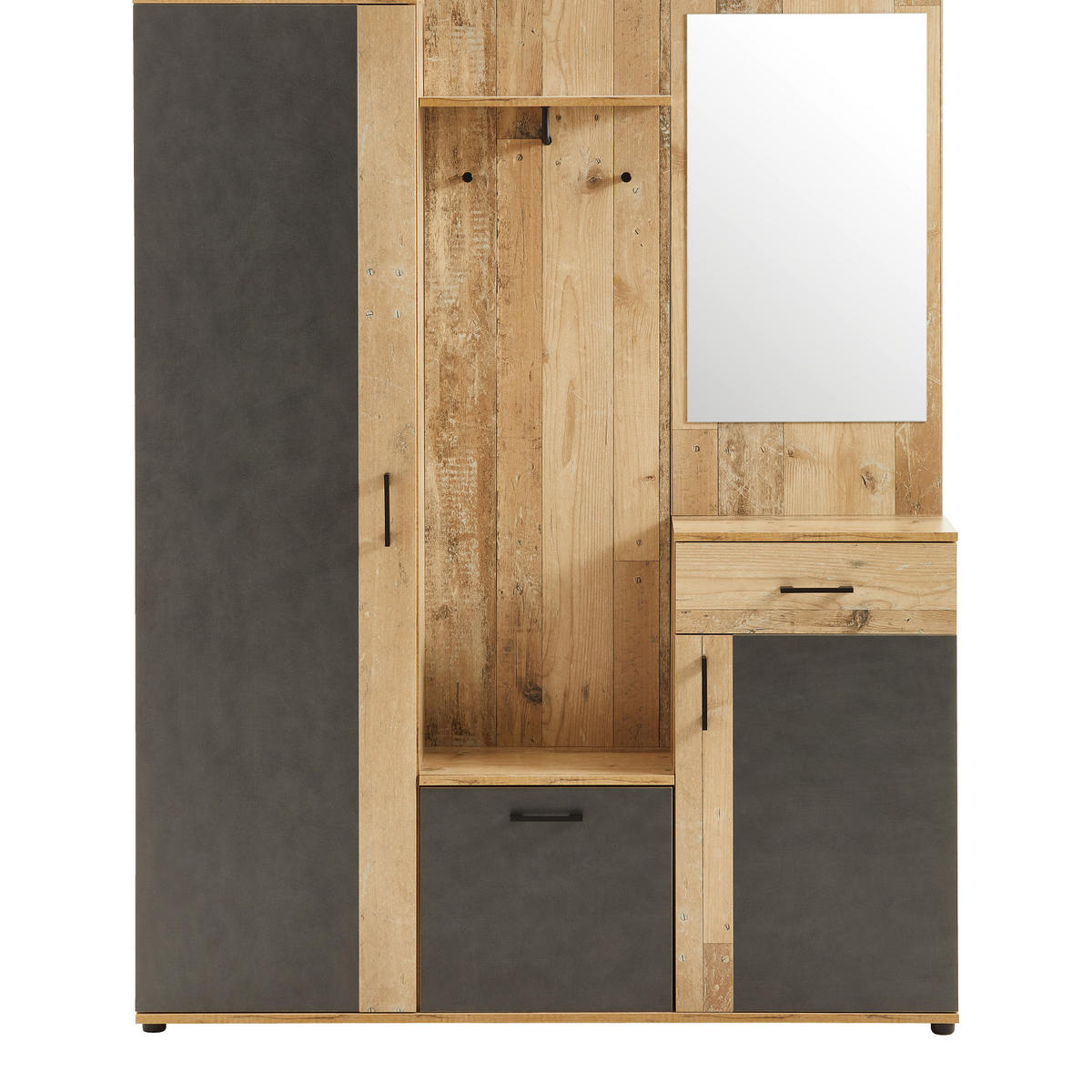 ELŐSZOBAFAL - tölgyfa/antracit, Basics, faalapú anyag (145/184/29cm) - P & B