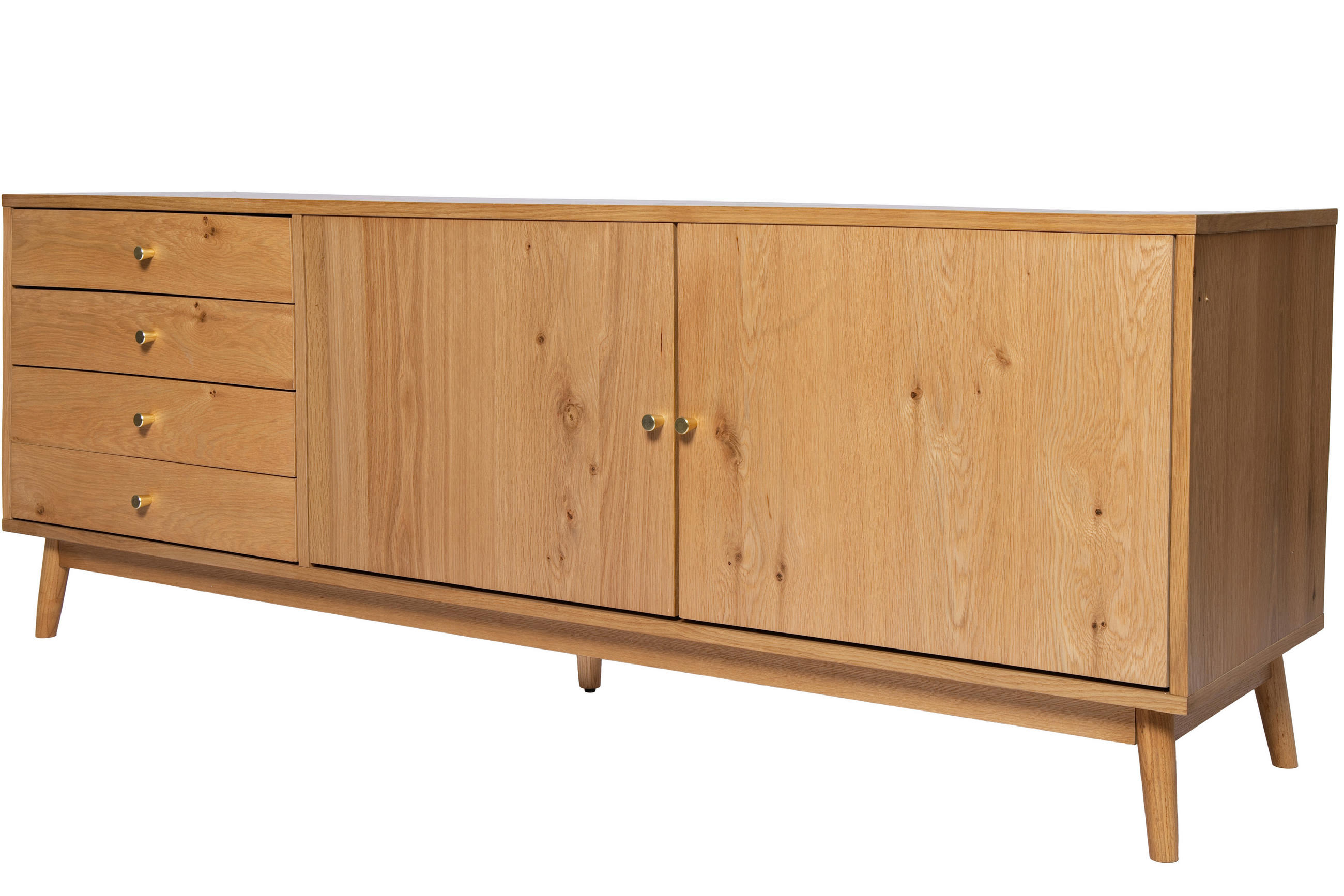 LOWBOARD  180/65/45 cm 4 Schublade(n)  - Messingfarben/Naturfarben, Design, Holz/Holzwerkstoff (180/65/45cm) - Livetastic