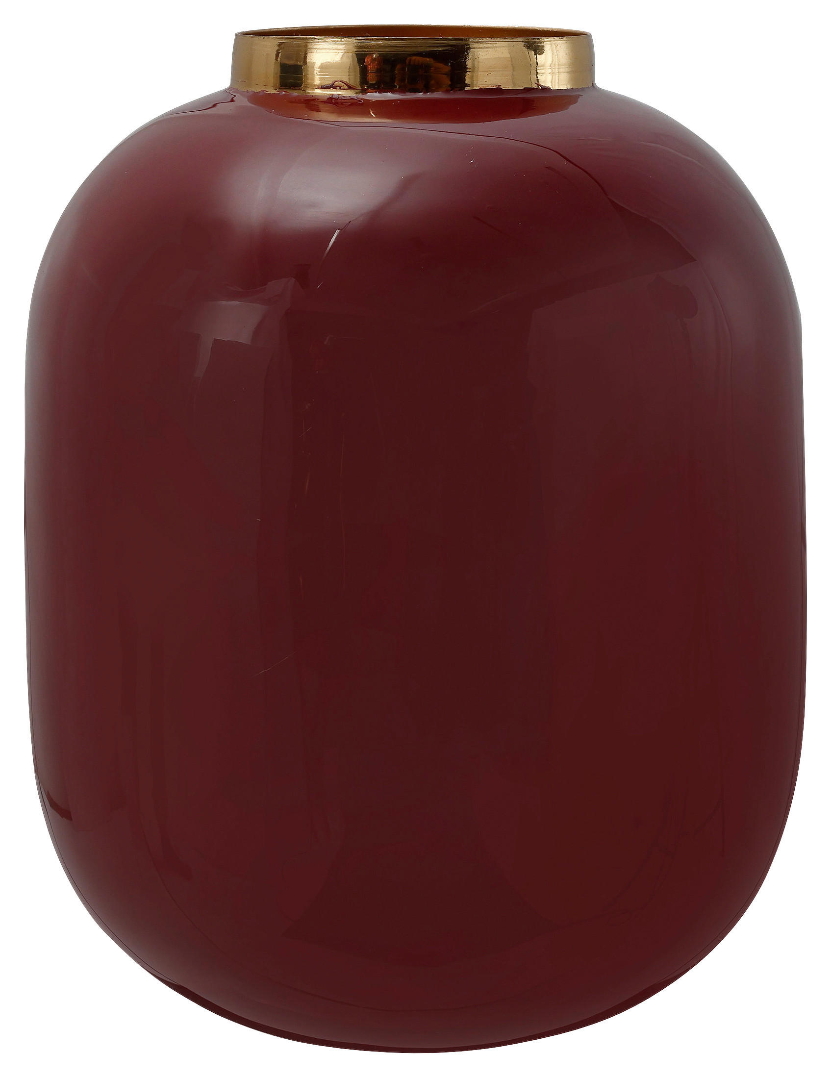 VASE  - Pflaume/Goldfarben, Trend, Metall (16,5/16,5/20cm) - Kayoom