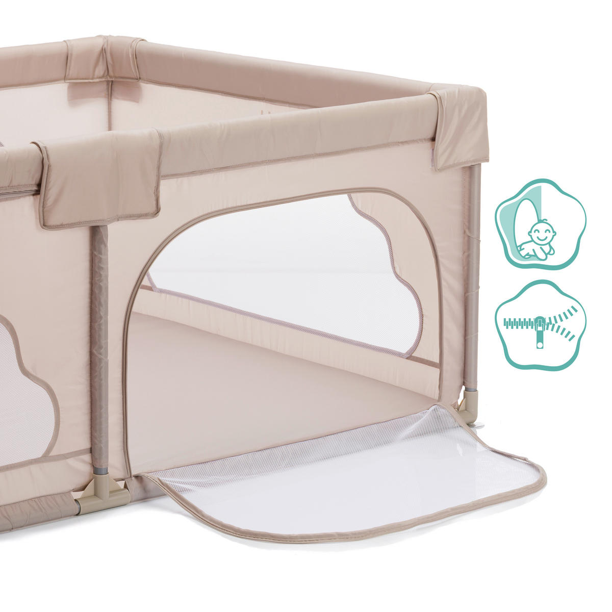 OGRADICA    180/115/68 cm  - prirodna boja, Osnovno, metal/tekstil (180/115/68cm) - Fillikid