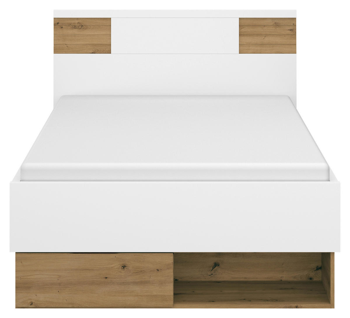 BETT 120/200 cm  in Weiss, Eiche Artisan   - Weiss/Eiche Artisan, Konventionell, Holzwerkstoff (120/200cm) - Xora