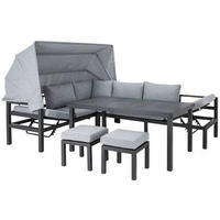 LOUNGEGRUPP 17 delar  - mörkgrå/ljusgrå, Design, metall/glas (200/260cm) - Amatio