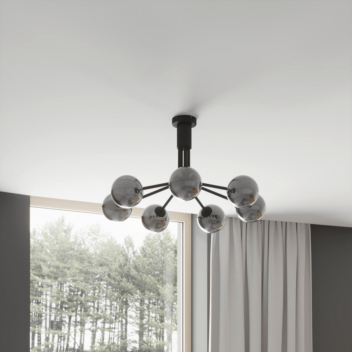 Plafonieră  65/40 cm    - gri închis, Design, sticlă/metal (65/40cm) - Novel