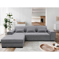ECKSOFA in Struktur, Bouclé Grau  - Schwarz/Grau, Design, Kunststoff/Textil (175/270cm) - MID.YOU