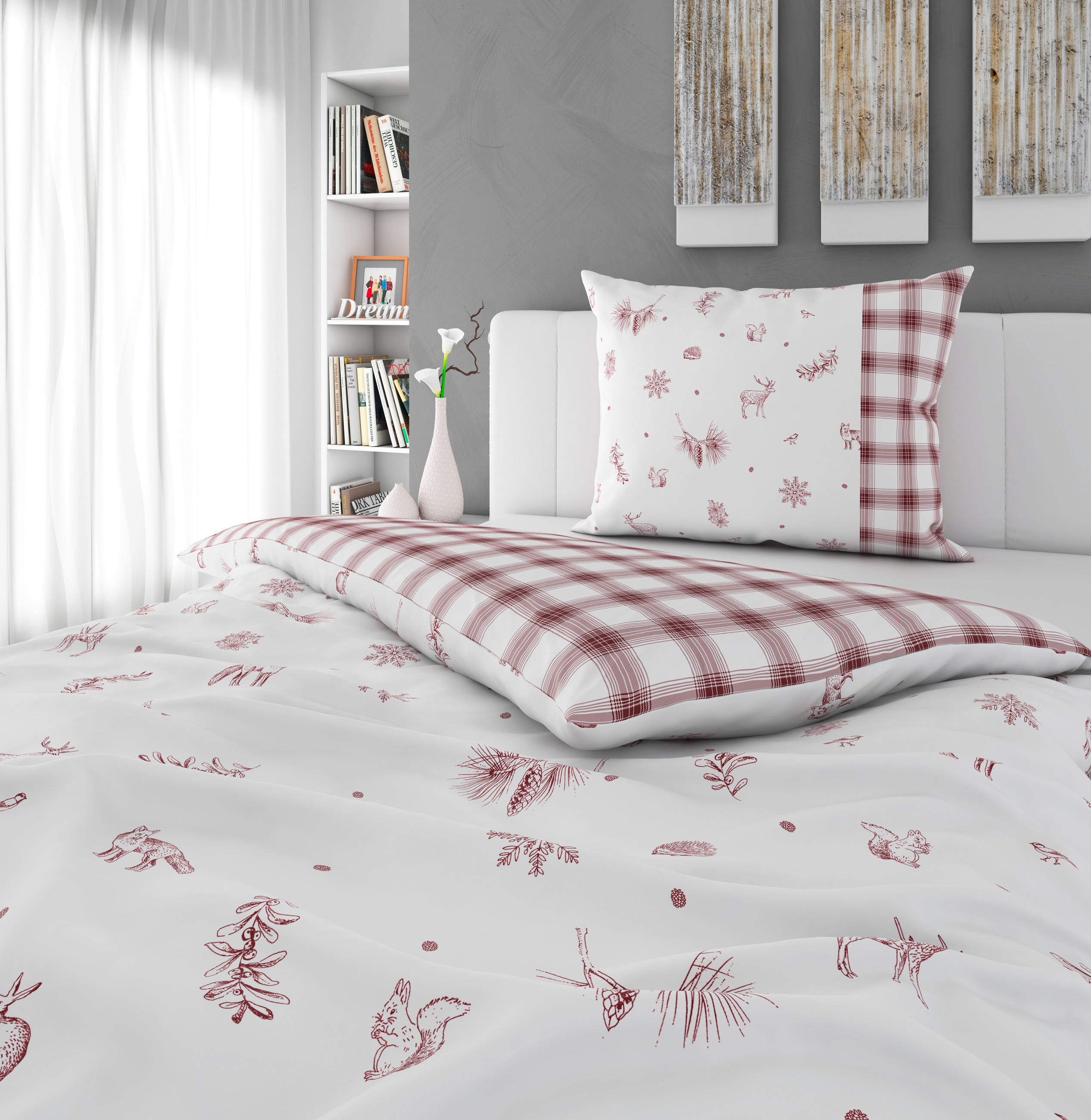 WENDEBETTWÄSCHE TALVI Renforcé 140/200 cm  - Rot/Weiß, KONVENTIONELL, Textil (140/200cm) - Esposa