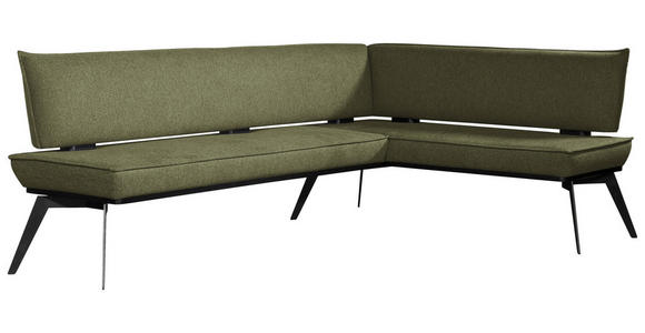 ECKBANK 195/165 cm Webstoff Schwarz, Olivgrün Buche massiv - Schwarz/Olivgrün, Basics, Holz/Textil (195/165cm) - Carryhome