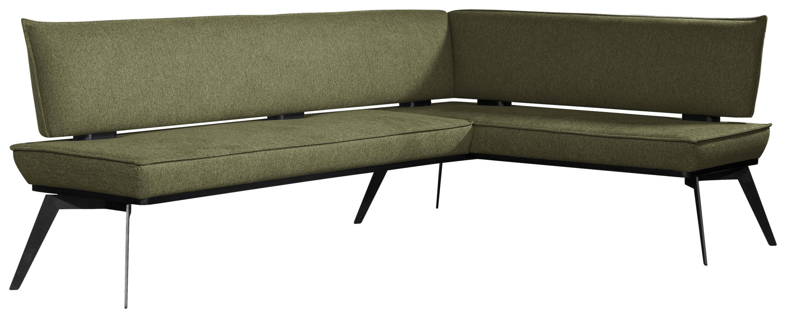 ECKBANK 235/165 cm Webstoff Olivgrün, Schwarz Buche massiv   - Schwarz/Olivgrün, Basics, Holz/Textil (235/165cm) - Carryhome