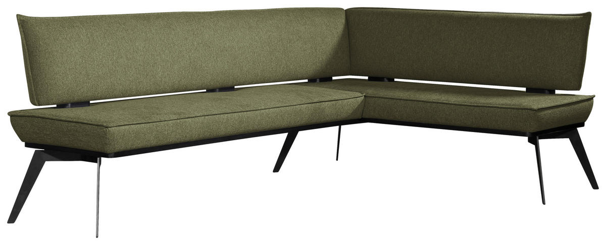 ECKBANK 195/165 cm Webstoff Schwarz, Olivgrün Buche massiv   - Schwarz/Olivgrün, Basics, Holz/Textil (195/165cm) - Carryhome