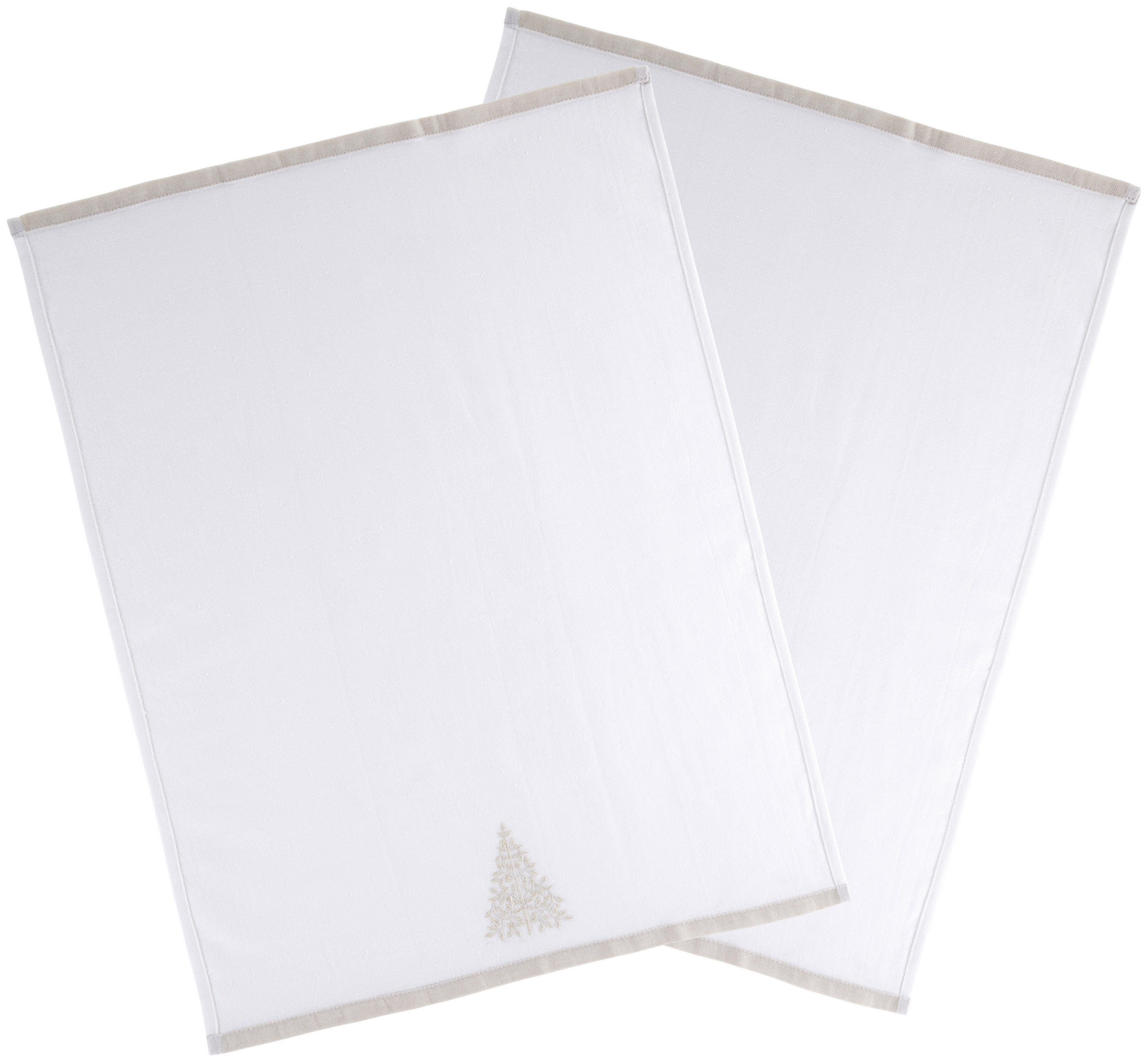GESCHIRRTUCH-SET 2-teilig Weiß, Beige  - Beige/Weiß, Design, Textil (50/70cm) - X-Mas
