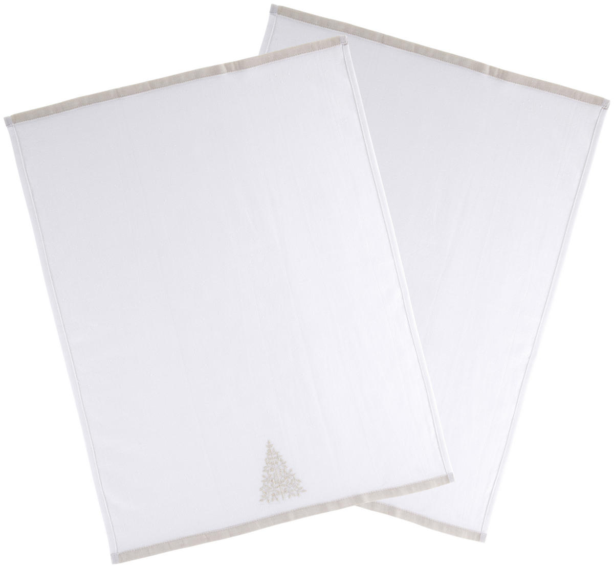 GESCHIRRTUCH-SET 2-teilig Weiß, Beige  - Beige/Weiß, Design, Textil (50/70cm) - X-Mas