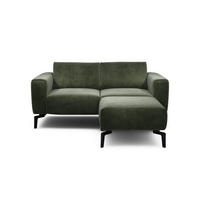 Zweisitzer inkl. Hocker Samt Waldgrün  - Waldgrün/Schwarz, Design, Textil/Metall (180/86/86-94cm) - SENSOO