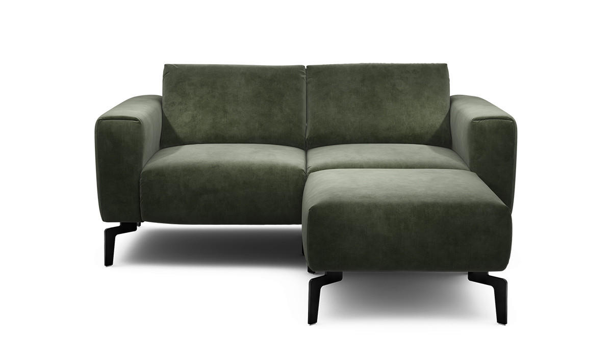 Zweisitzer inkl. Hocker Samt Waldgrün  - Waldgrün/Schwarz, Design, Textil/Metall (180/86/86-94cm) - SENSOO