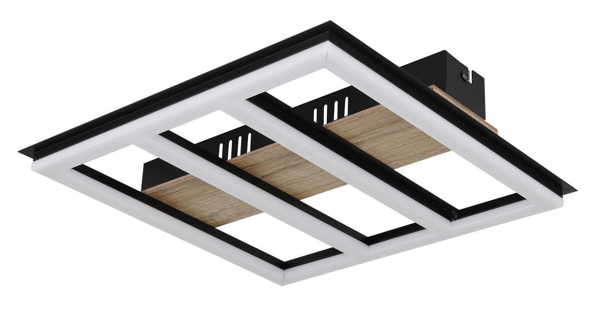 STROPNÍ LED SVÍTIDLO, 30/30/5.5 cm - tmavě hnědá/černá, Natur, kov/kompozitní dřevo (30/30/5.5cm) - Globo