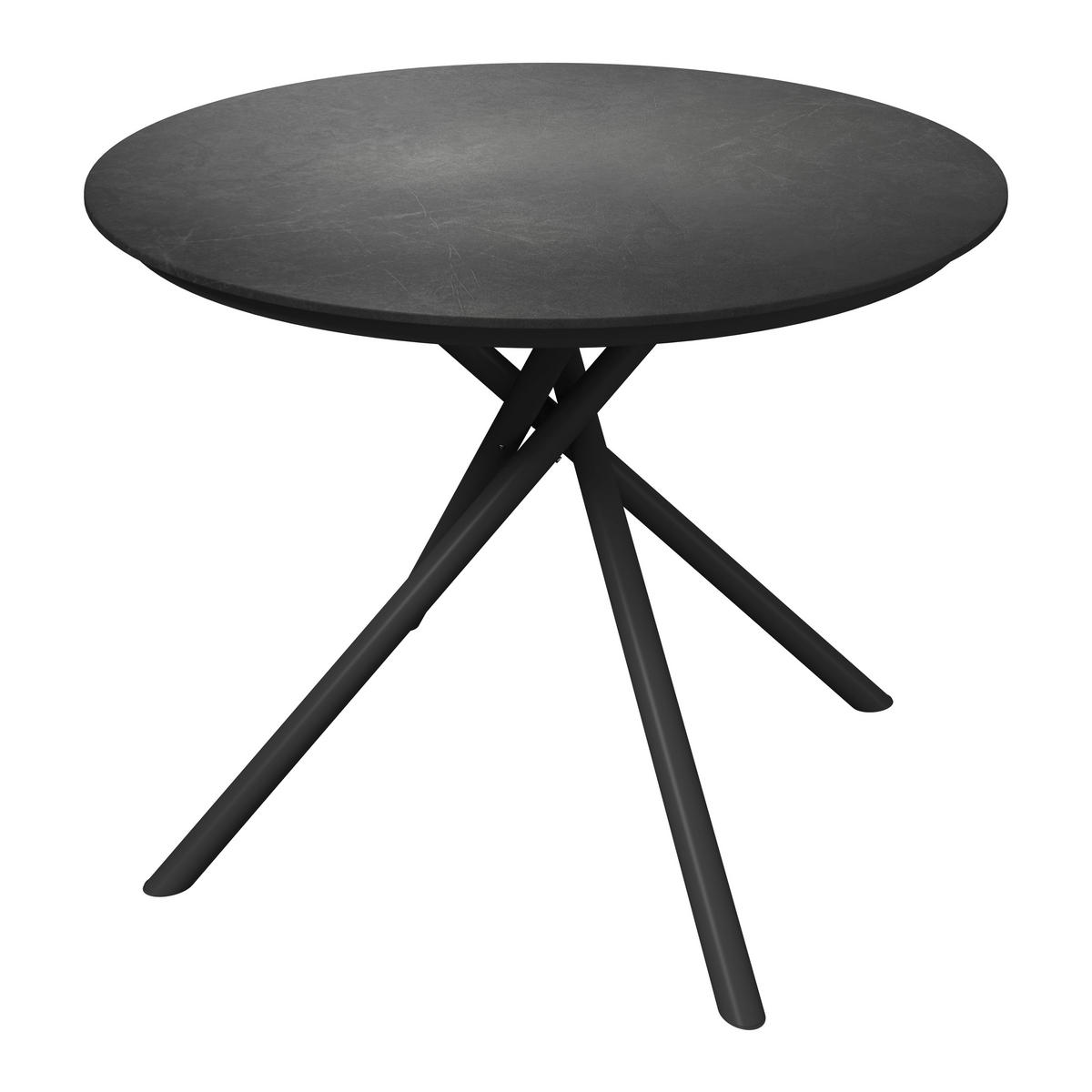 GARTENTISCH 120/120/75 cm Metall, Stein Anthrazit, Dunkelgrau rund  - Dunkelgrau/Anthrazit, Modern, Stein/Metall (120/120/75cm) - Amatio