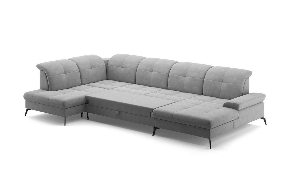 WOHNLANDSCHAFT in Flachgewebe Grau  - Schwarz/Grau, Konventionell, Textil/Metall (231/357/185cm) - Sit & More
