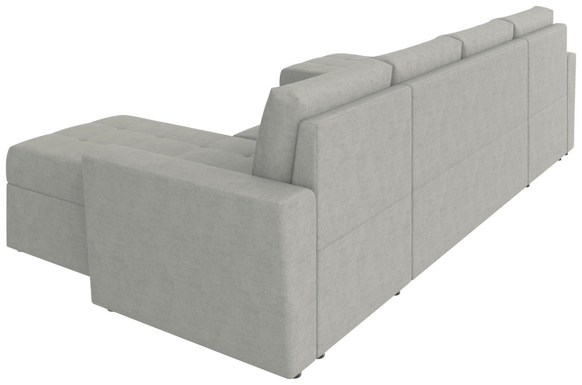 WOHNLANDSCHAFT TERMOLI Hellgrau Jacquard  - Hellgrau/Schwarz, Design, Kunststoff/Textil (155/296/155cm) - MID.YOU