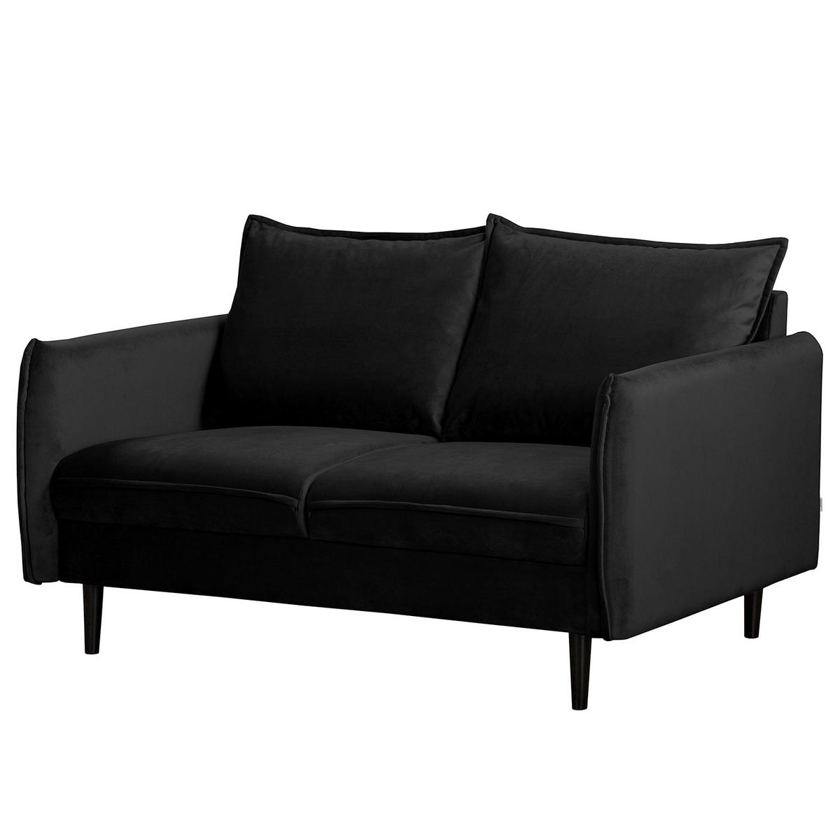 2-SITZER-SOFA JULI Samt Schwarz  - Schwarz, Design, Holz/Textil (138/86/100cm) - P & B