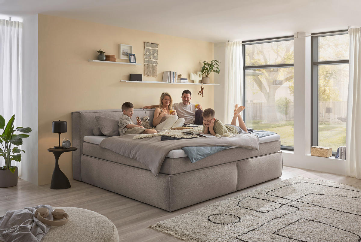 BOXSPRINGBETT 240/200 cm  in Taupe  - Taupe/Schwarz, LIFESTYLE, Kunststoff/Textil (240/200cm) - Boxxx