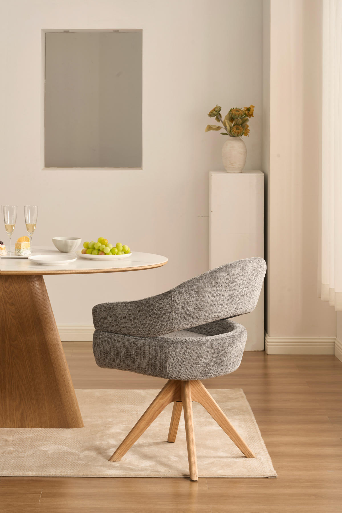 ARMLEHNSTUHL in Holz, Textil Grau, Eichefarben  - Eichefarben/Grau, MODERN, Holz/Textil (58/85/62cm) - Livetastic
