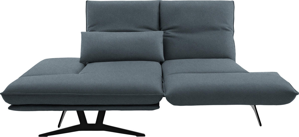 ECKSOFA in Echtleder Blau  - Blau/Gelb, Design, Leder/Metall (130/210cm) - Dieter Knoll