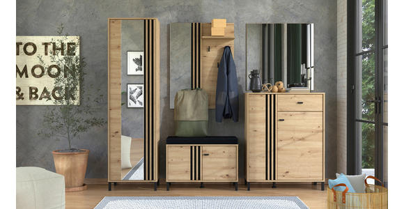 GARDEROBE 6-teilig  in 240/192,5/40 cm  - Schwarz/Eiche Artisan, Basics, Holzwerkstoff/Textil (240/192,5/40cm) - Carryhome