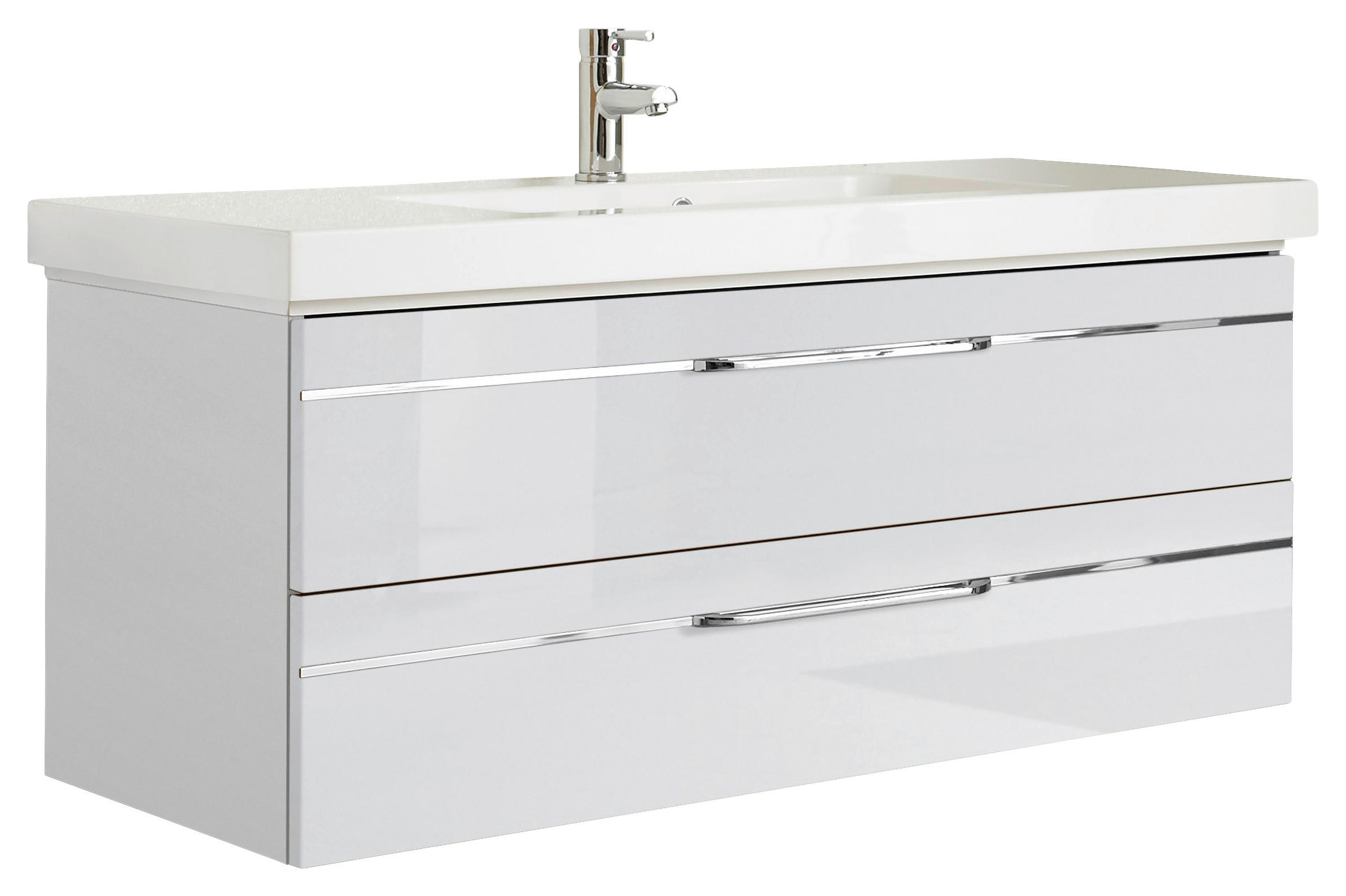 WASCHTISCHKOMBI 123 cm  - Chromfarben/Weiß Hochglanz, KONVENTIONELL, Holzwerkstoff/Stein (123cm) - Pelipal