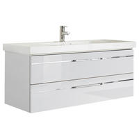 WASCHTISCHKOMBI 123 cm  - Chromfarben/Weiß Hochglanz, KONVENTIONELL, Holzwerkstoff/Stein (123cm) - Pelipal