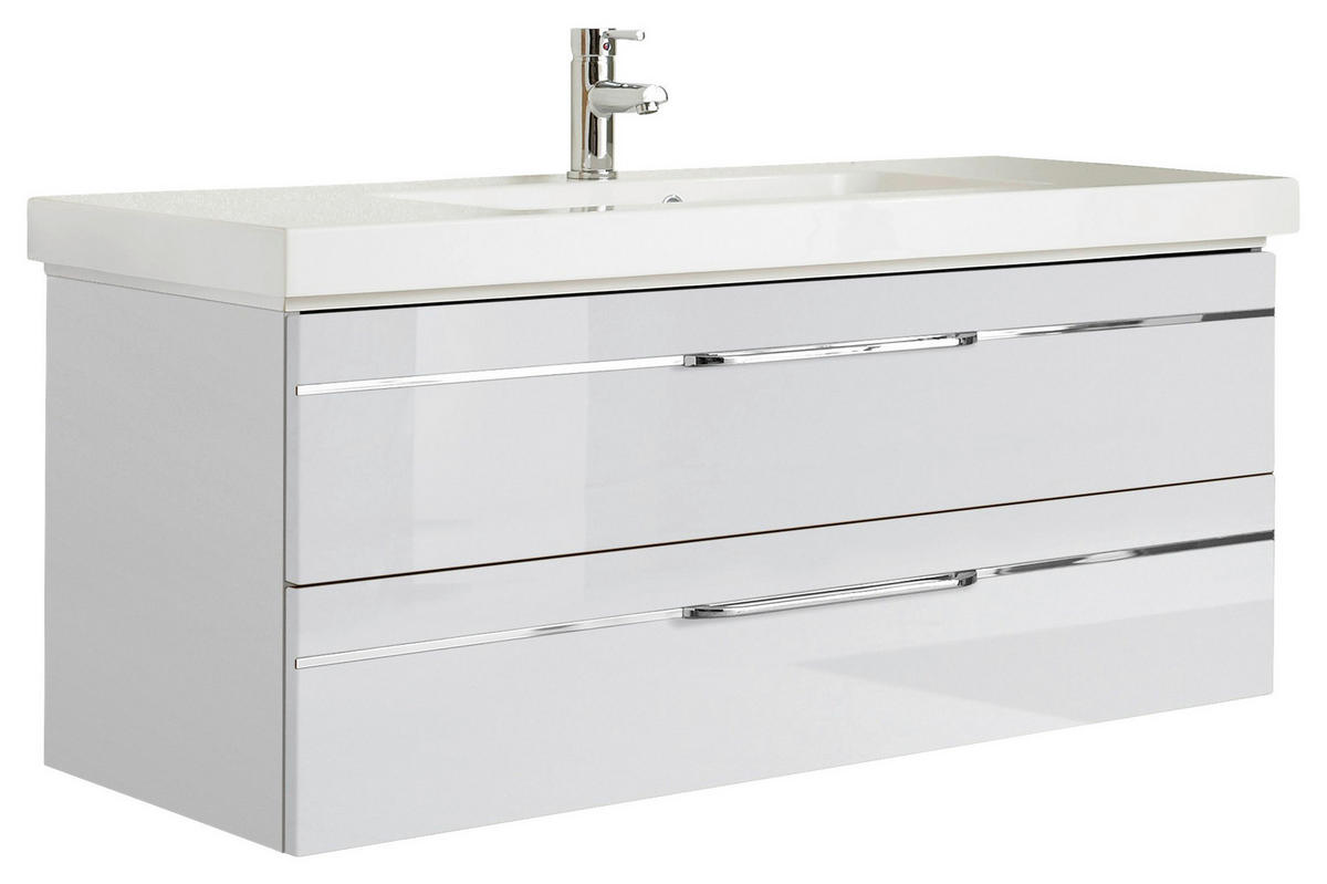 WASCHTISCHKOMBI 123 cm  - Chromfarben/Weiß Hochglanz, KONVENTIONELL, Holzwerkstoff/Stein (123cm) - Pelipal