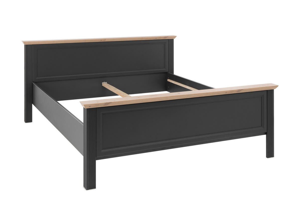 BETT 180/200 cm  in Graphitfarben, Eiche Artisan   - Graphitfarben/Eiche Artisan, Lifestyle, Holzwerkstoff (180/200cm) - Ti'me