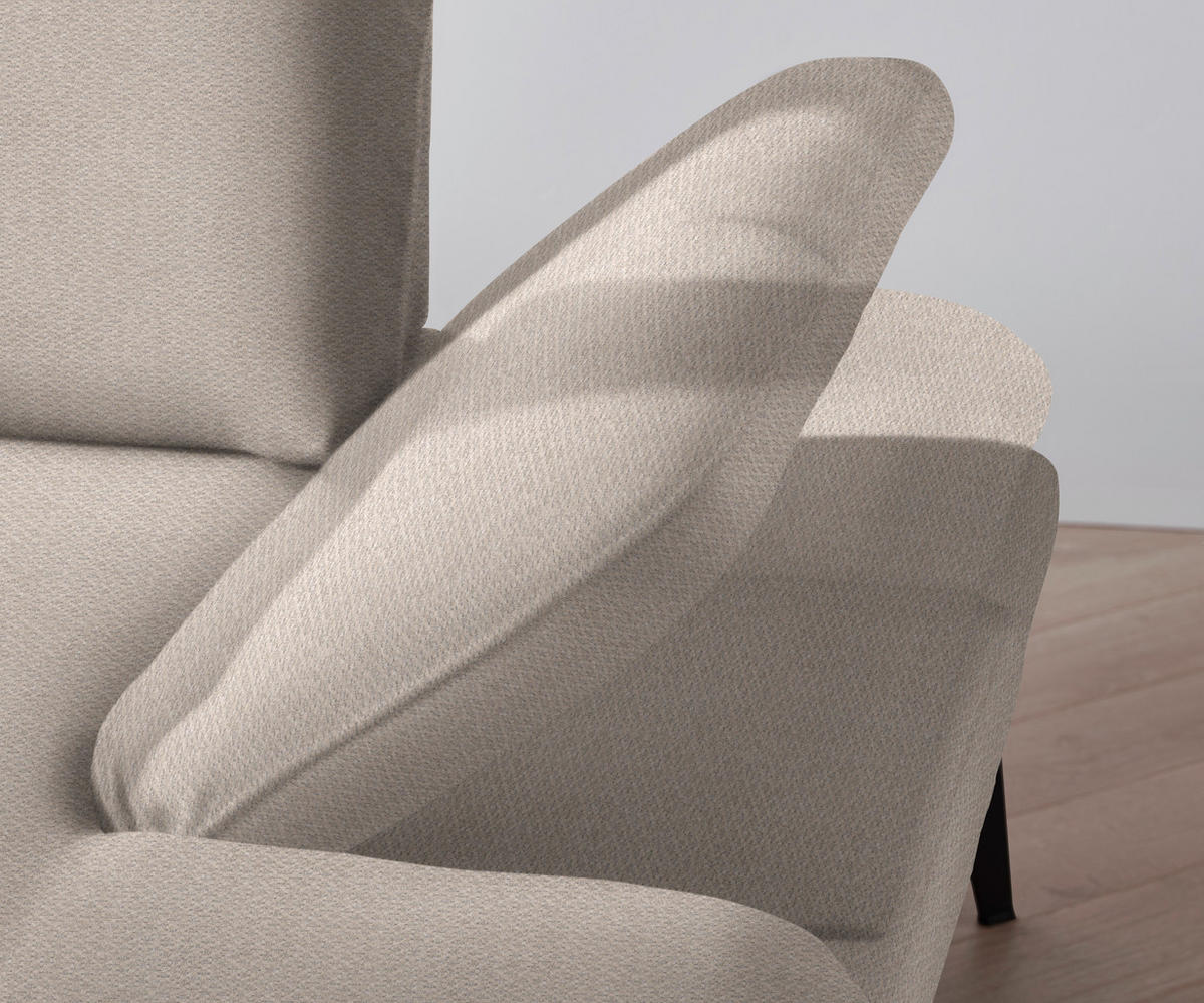 ECKSOFA in Chenille Beige  180/289 cm  - Beige/Schwarz, Design, Textil/Metall (180/289cm) - Stylife