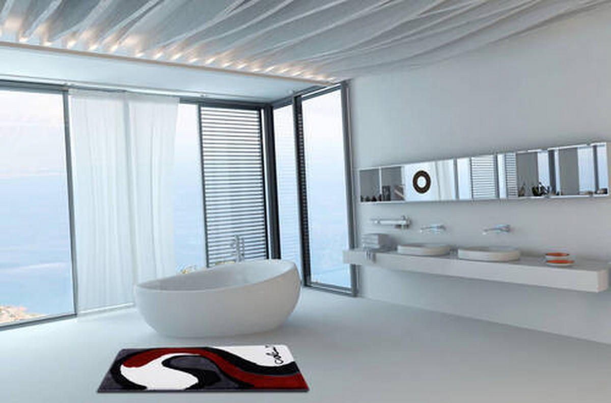 KOBEREC DO KOUPELNY, 70/120 cm - šedá/bílá, Basics, textil/plast (70/120cm) - Grund