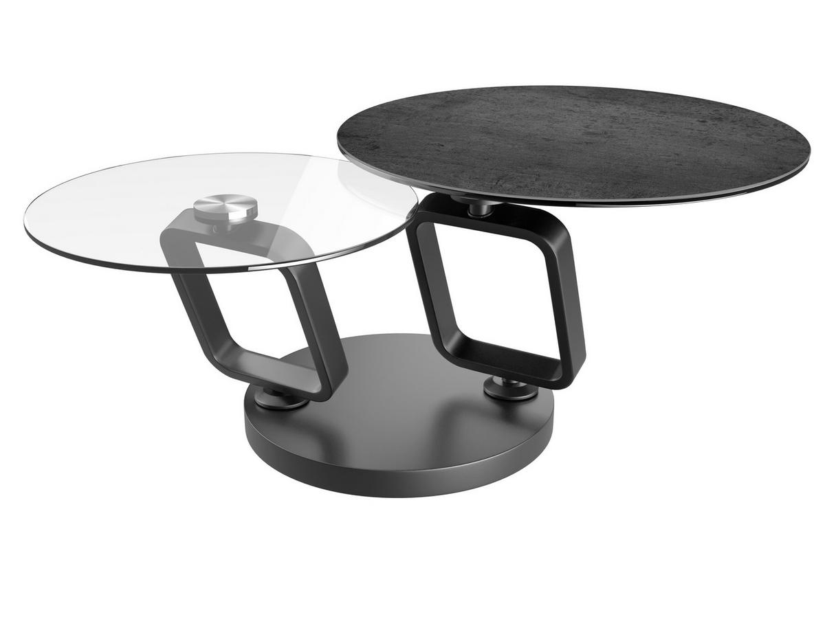 COUCHTISCH in Metall, Glas, Keramik 75-130/75/42 cm  - Silberfarben/Titanfarben, Design, Glas/Keramik (75-130/75/42cm) - Dieter Knoll