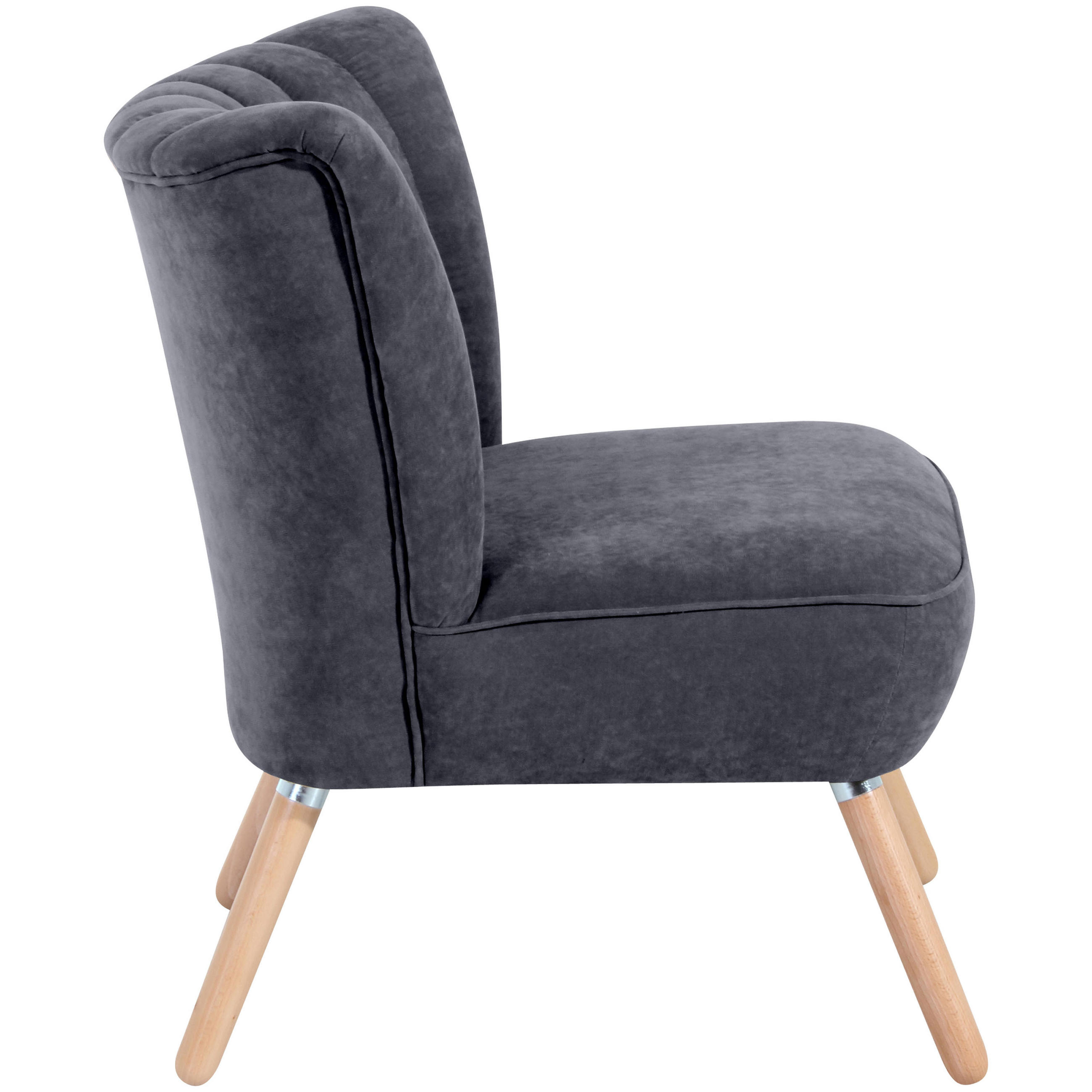 SESSEL in Velours Anthrazit  - Anthrazit/Buchefarben, Design, Holz/Textil (70/80/66cm) - Max Winzer