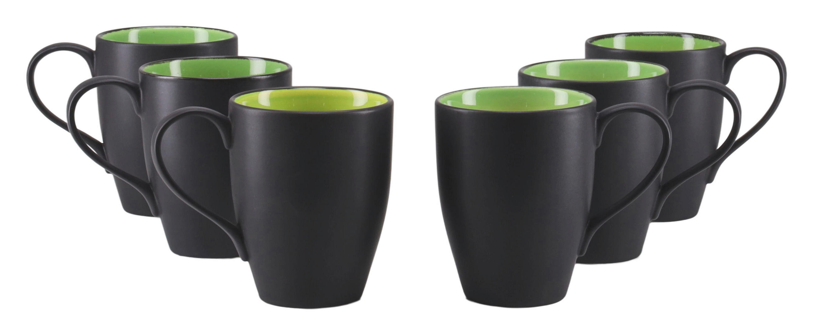 SET VELIKIH ŠALICA ZA KAVU     Hot Green   - zelena/crna, Basics, keramika (300ml) - Creatable