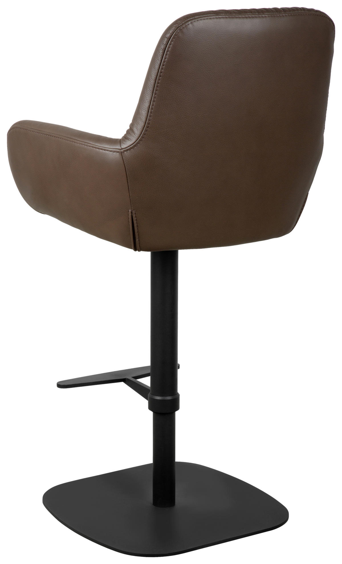 BARHOCKER Echtleder Braun, Schwarz Eisen Sitzfläche 360° drehbar, inklusive Armlehnen  - Schwarz/Braun, Design, Leder/Metall (57,5/110/59,5cm) - Dieter Knoll