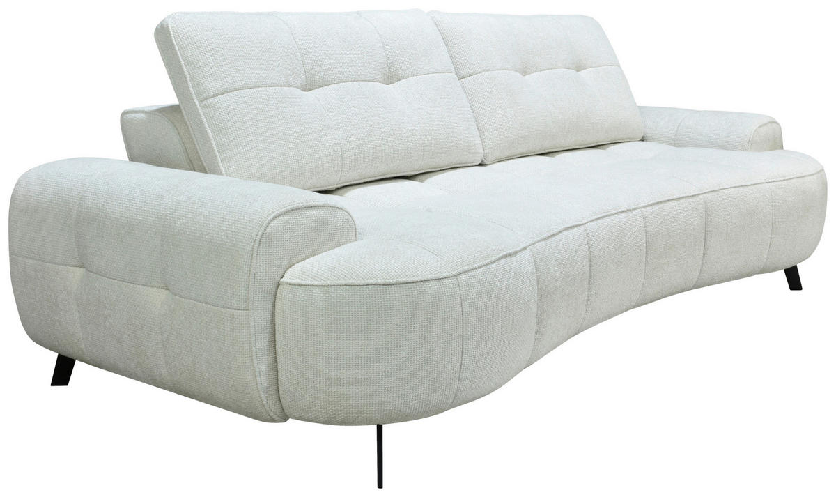 2-SITZER-SOFA Chenille Creme  - Creme/Schwarz, Design, Kunststoff/Textil (230/84/104/111/122cm) - Livetastic