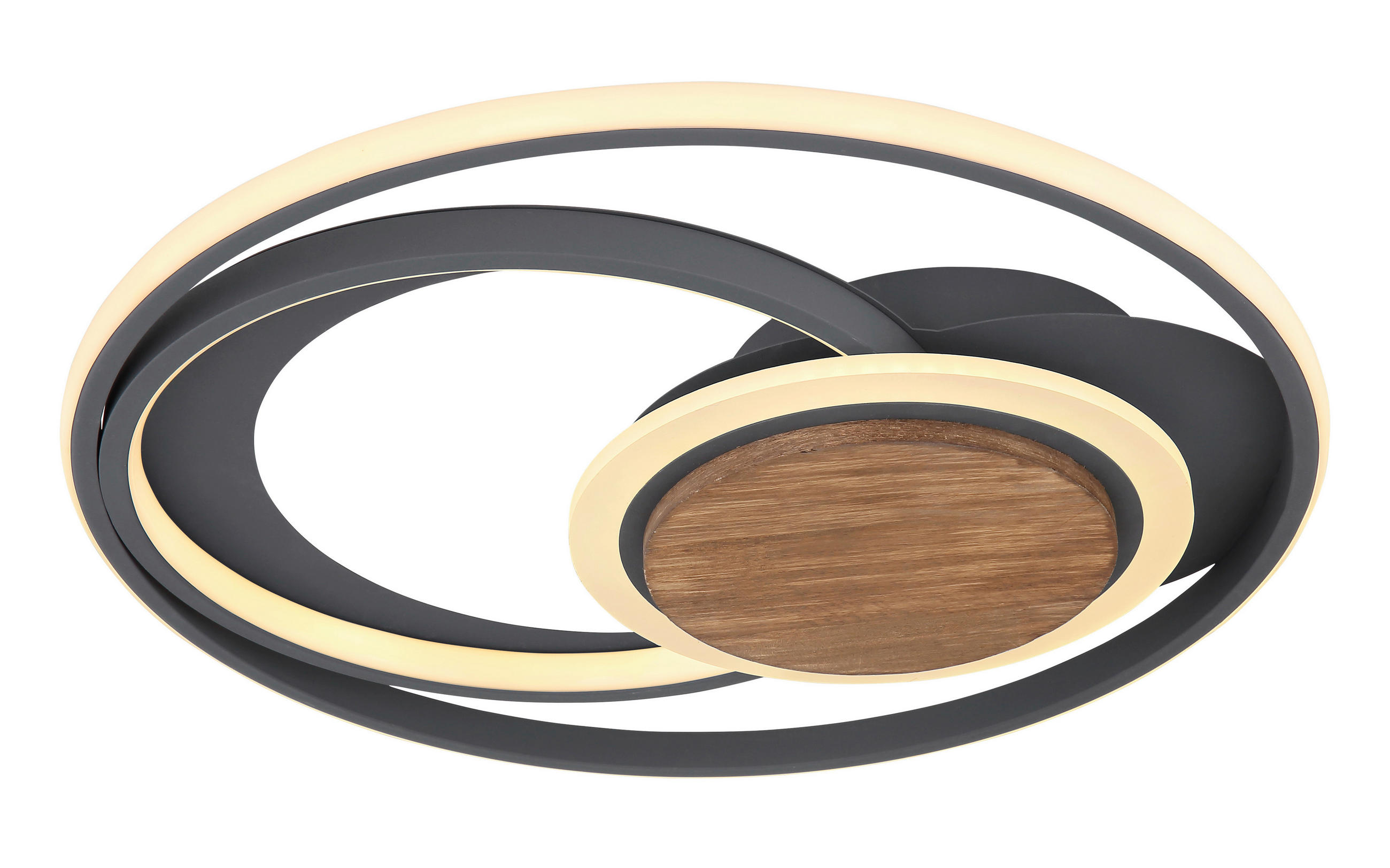 LED-DECKENLEUCHTE 45 W  49,5/8 cm    - Dunkelbraun/Opal, Design, Holz/Kunststoff (49,5/8cm) - Globo