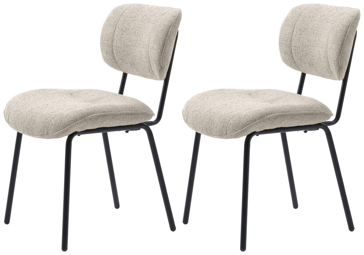 STUHL-SET 2 Stück  in Bouclé Textil  - Creme/Schwarz, MODERN, Textil/Metall (50/98/50cm) - Carryhome
