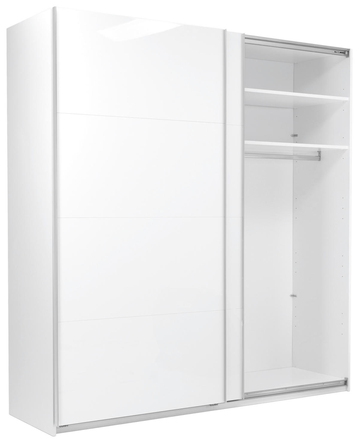 SCHIEBETÜRENSCHRANK 200/210/62 cm 2-türig Weiß  - Weiß Hochglanz/Alufarben, MODERN, Holzwerkstoff/Metall (200/210/62cm) - MID.YOU