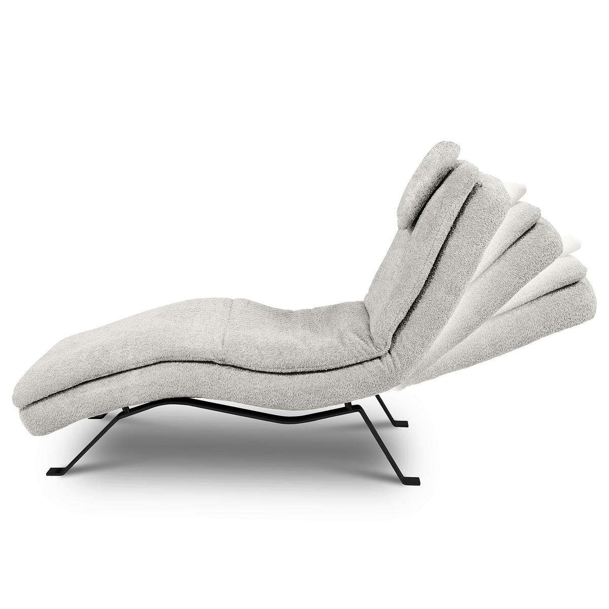 RELAXLIEGE Echtleder Hellgrau  - Hellgrau/Schwarz, Design, Leder/Metall (65/95/171cm) - Celina Home