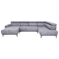 WOHNLANDSCHAFT Grau Velours  - Schwarz/Grau, Design, Textil/Metall (172/340/191cm) - Stylife