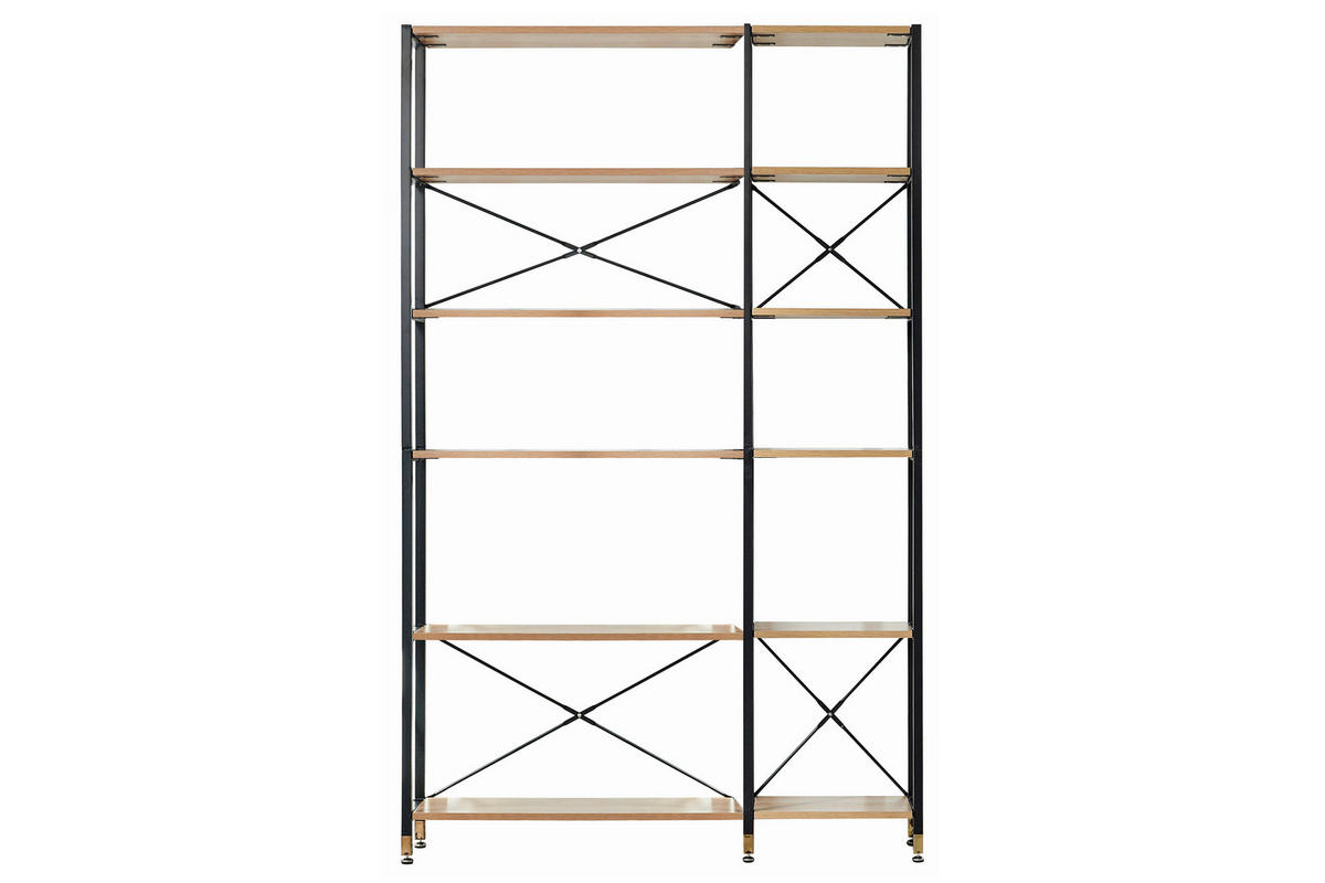 REGAL Naturfarben, Schwarz  - Schwarz/Naturfarben, Design, Holzwerkstoff/Metall (127,50/210/30cm) - Livetastic