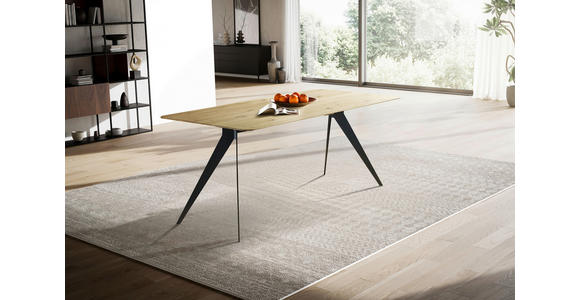 ESSTISCH Schwarz, Eichefarben rechteckig  in verschiedenen Größen erhältlich, Variantenauswahl  - Eichefarben/Schwarz, LIFESTYLE, Holz/Metall (160/90/75cm) - Linea Natura