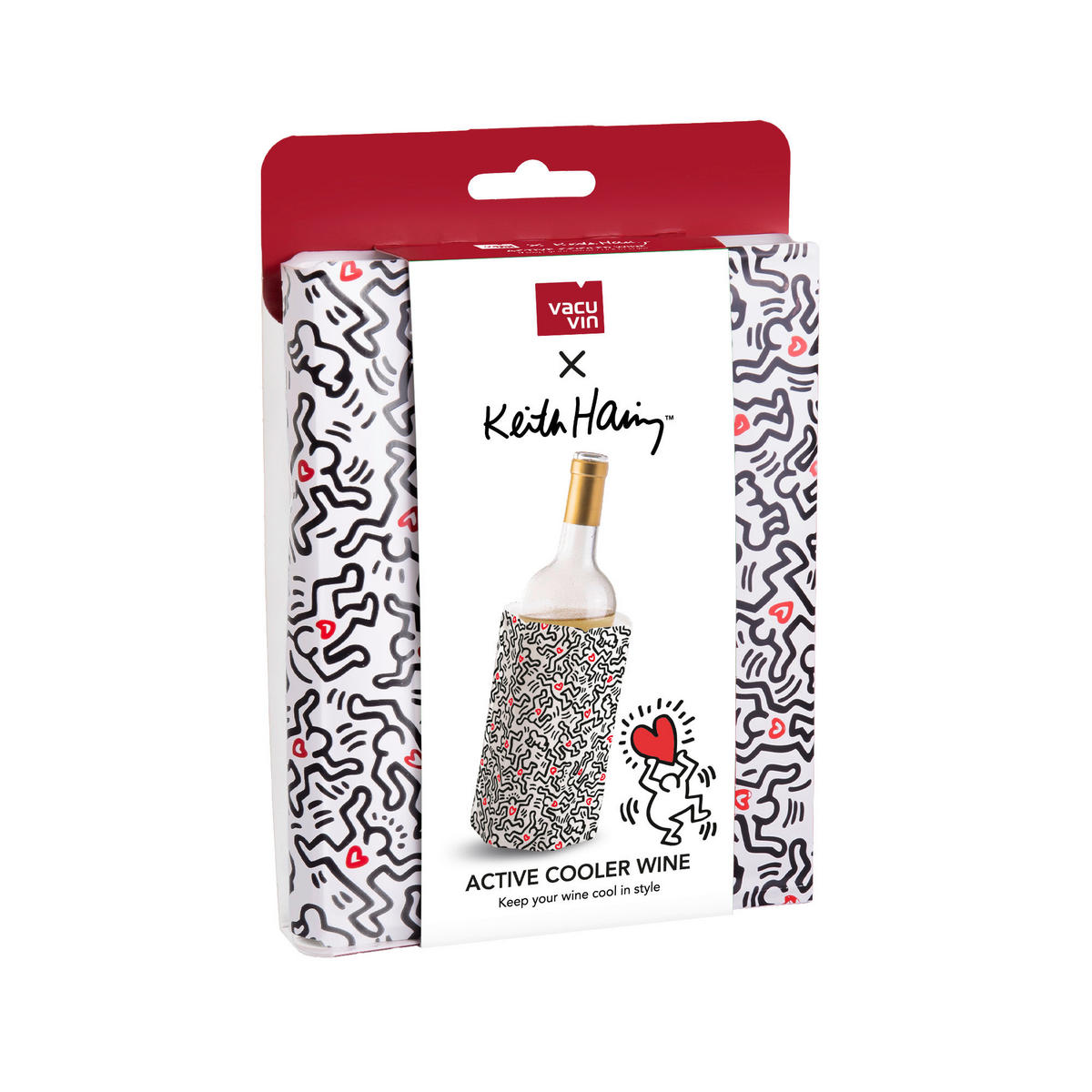 POSUDA ZA HLAĐENJE VINA  1 l  Keith Haring  - bijela visoki sjaj/crvena, Basics, plastika (3/17.5/14cm) - Vacu Vin