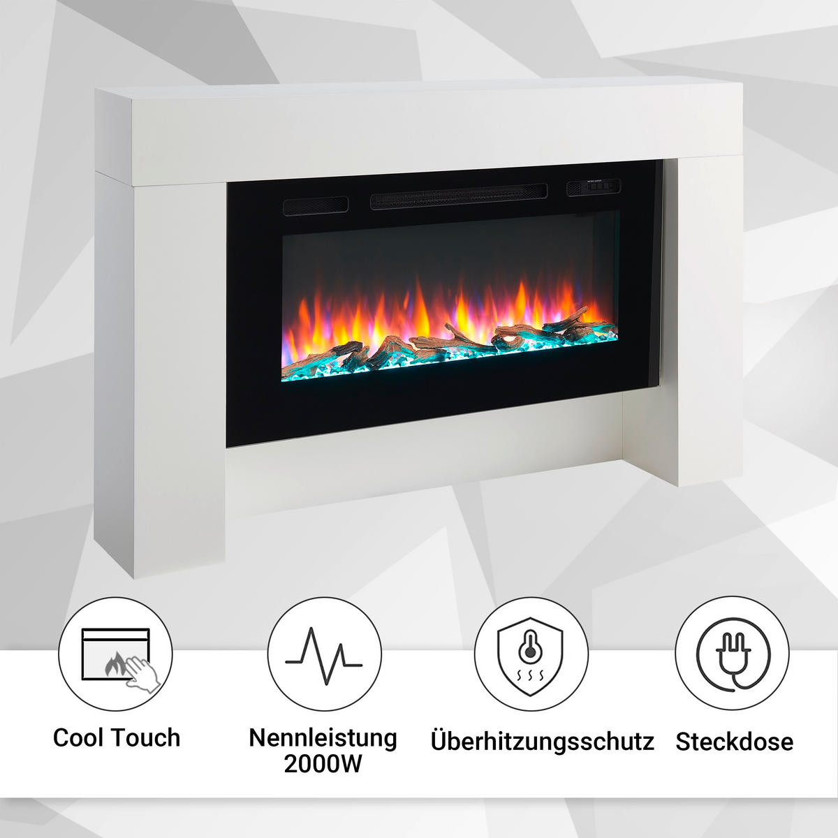 ELEKTROKAMIN - Weiß, Basics, Holzwerkstoff/Metall (156/33/34cm)