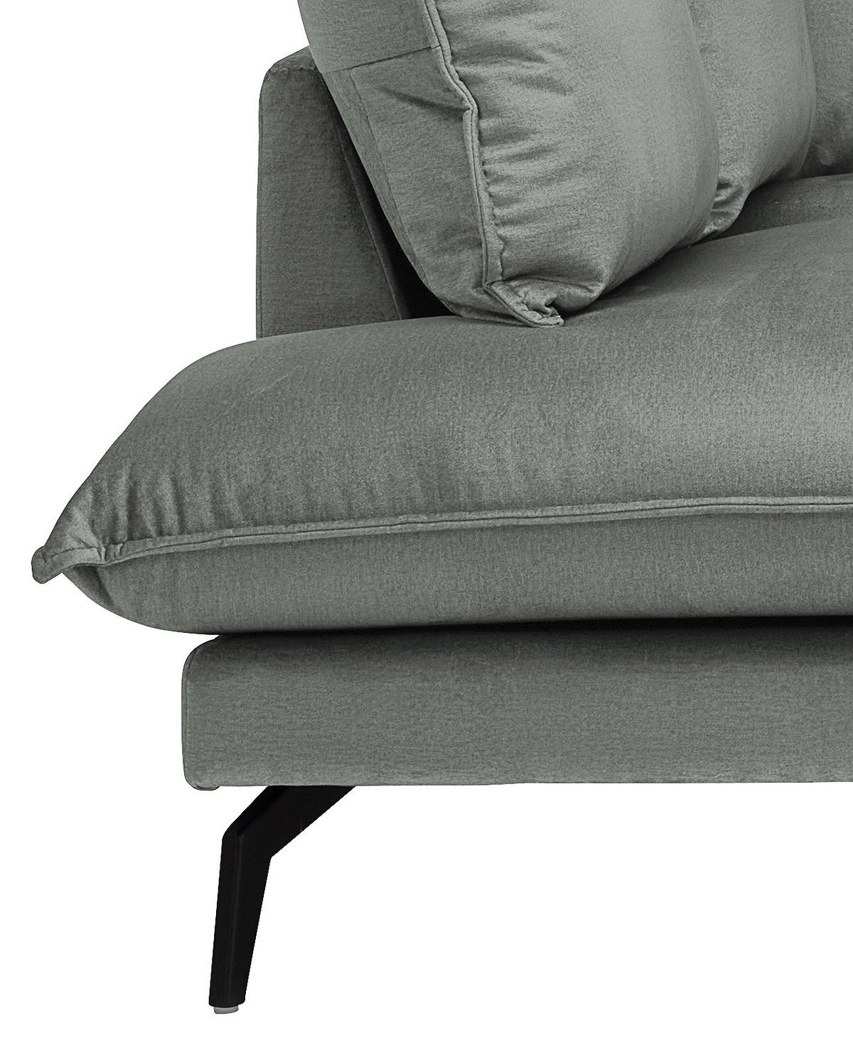 ECKSOFA in Samt Grau  200/241 cm  - Schwarz/Grau, Design, Textil/Metall (200/241cm) - Carryhome